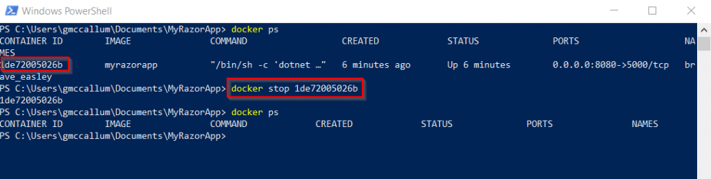 Docker Stop Container