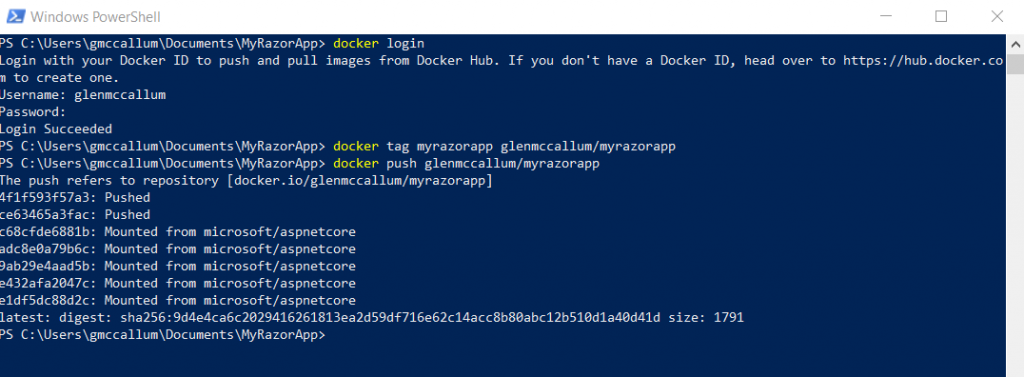 Push MyRazorApp to Docker Hub